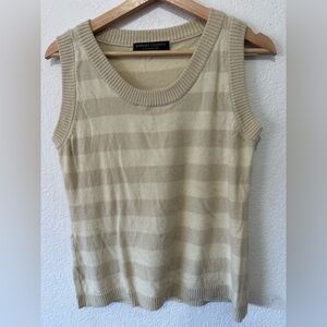 Barbara Lohmann Striped Cashmere Vest Cream Striped Tank Top- Size 10/L /40